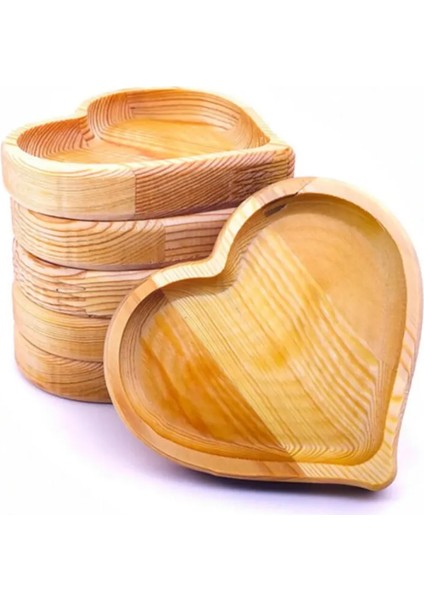 Ahşap Mini Kalp 6'lı Kahve Yanı Ikramlık, Lokumluk, Şekerlik (Çam) 7,5CMX7CM indirimleri