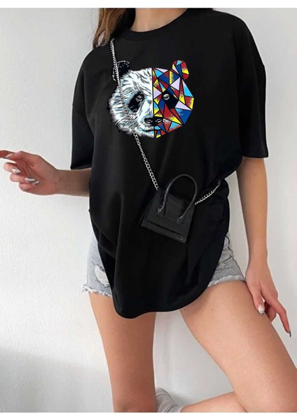 Unisex Panda Baskılı Tshirt