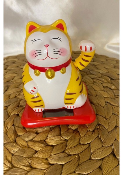 Maneki Neko Feng Shui Bereket Şans Mutluluk Çağıran Şans Kedisi Solar Panelli Hareketli Pati Maneki Neko Feng Shui 01