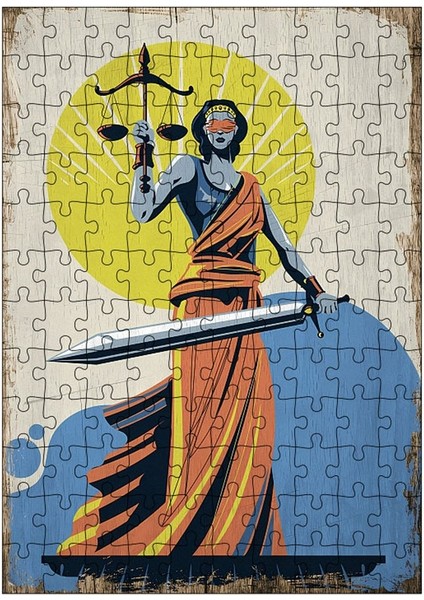 Ahşap Mdf Puzzle Yapboz Adalet Tanrısı Themis 120 Parça 25*35 cm