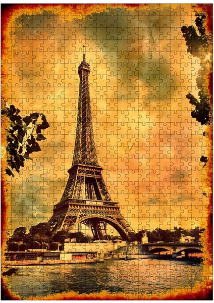 Ahşap Mdf Puzzle Yapboz Retro Paris Eyfel Kulesi 500 Parça 50*70 cm