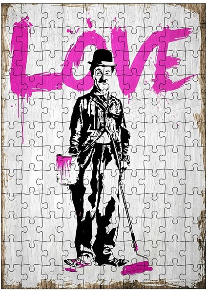 Ahşap Mdf Puzzle Yapboz Charlie Chaplin ve Aşk 120 Parça 25*35 cm