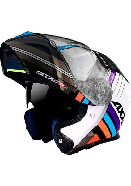 Axxıs Gecko Sv Epıc B7 Gloss Blue Çene Açılır Kask