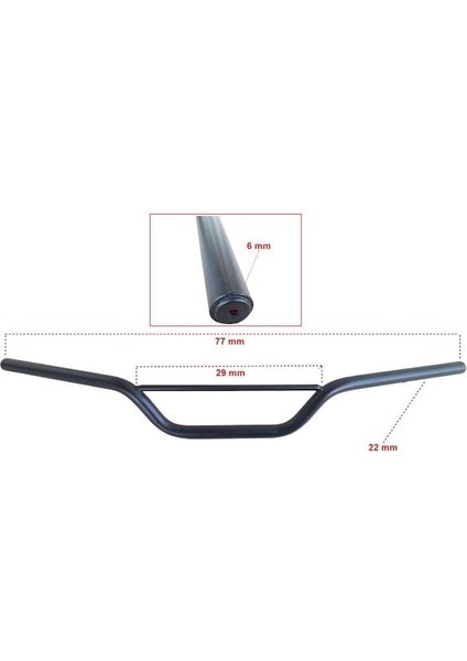 Cross-Atv-Cg Uyumlu Atkılı Gidon Siyah 22MM