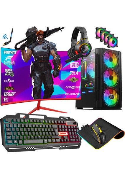 DPX27 Ryzen 5 3600 32GB 512GB Ssd+3tb HDD GTX1660 23.8" 165Hz Oyuncu Masaüstü Bilgisayar
