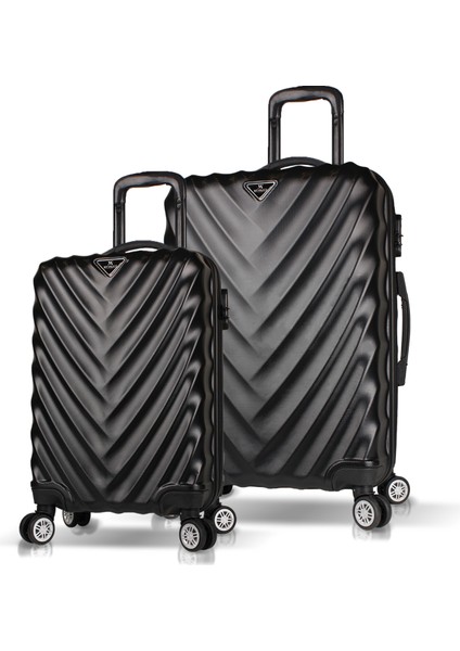 Lotus Abs 2'li Valiz Seti (Kabin ve Orta) Siyah