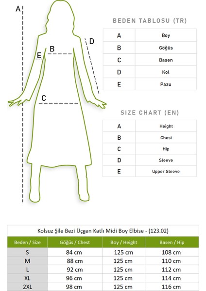 Kolsuz Şile Bezi Üçgen Katlı Midi Boy Elbise Turkuaz Trkz