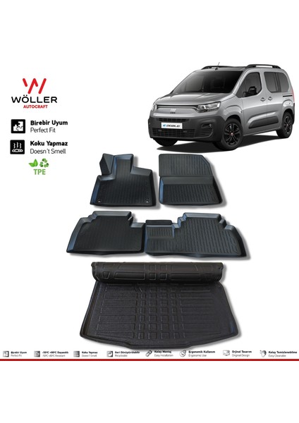 Fiat Doblo Paspas Bagaj Havuzu Set 2023 Sonrası 3D Ultraflex Set