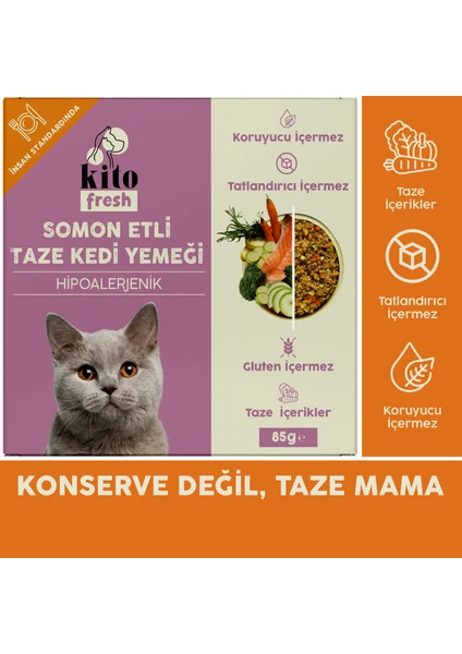 Fresh Somon Etli Kedi Yemeği 85 gr