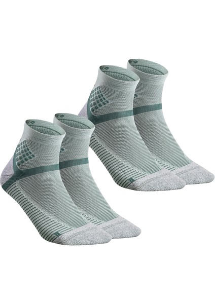 Quechua Orta Boy Konçlu Outdoor Çorap - 2 Çift - Yeşil - Hike 500