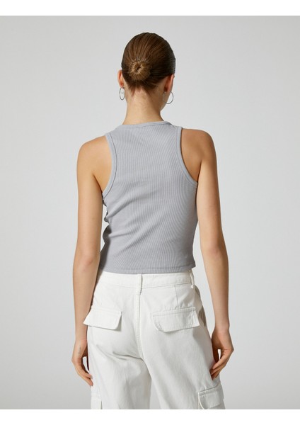 Basic Halter Yaka Atlet Ribanalı Pamuklu