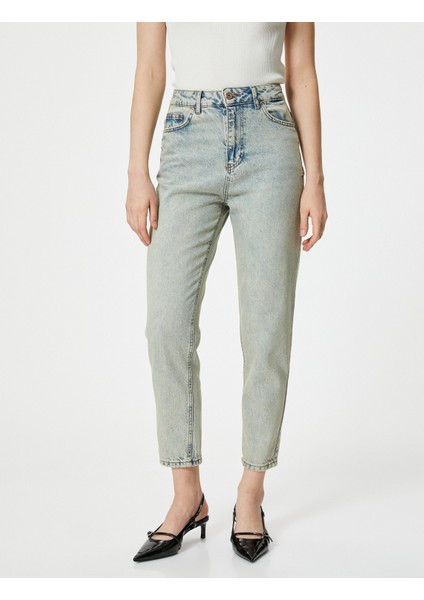 Mom Fit Kot Pantolon Yüksek Bel Cepli Pamuklu Mom Jean modelleri