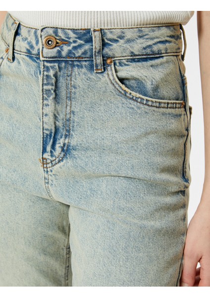 Mom Fit Kot Pantolon Yüksek Bel Cepli Pamuklu Mom Jean indirimleri