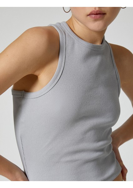 Basic Halter Yaka Atlet Ribanalı Pamuklu