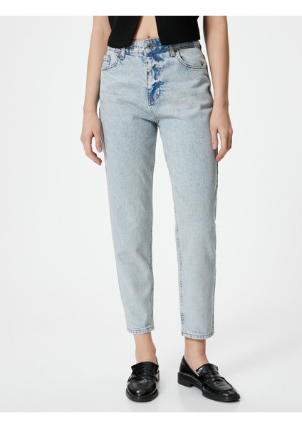 Mom Fit Kot Pantolon Hafif Dar Paça Mom Jean modelleri