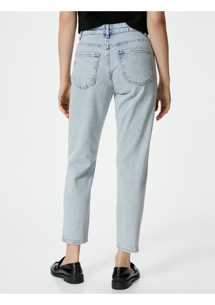 Mom Fit Kot Pantolon Hafif Dar Paça Mom Jean fırsatları