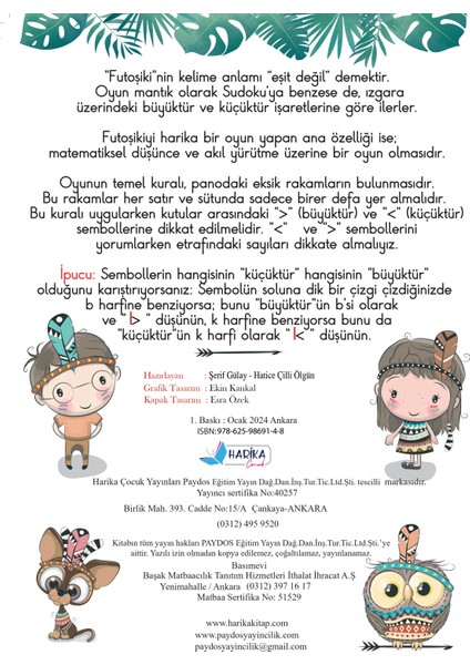 Çocuklar İçin Zeka & Dikkat Güçlendiren Futoshiki - Yeni Nesil Japon Sudoku