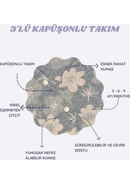Kapüşonlu 3'lü Bebek Takımı