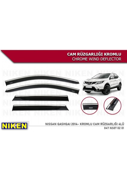 Nissan Qashqai 2014+ Kromlu Cam Rüzgarlığı 4 Lü fiyatları