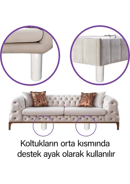 4 Adet Ayarlı Destek Ayağı 13 x 19 cm Beyaz Gizli Ayak Mobilya Kanepe Baza Koltuk Dolap Tv Ünitesi
