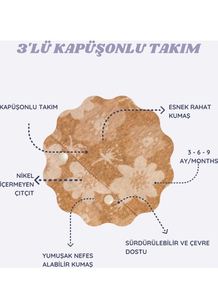 Kapüşonlu 3'lü Bebek Takımı