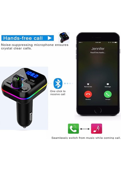 Bluetooth Handsfree Kablosuz Araç Mp3 Fm Verici - 3.1A Desteği Bluetooth Müzik ve Çağrı Akıllı Hızlı Şarj Araç Çalar Adaptörü Araba Fm Verici Alıcı (Yurt Dışından) fiyatları