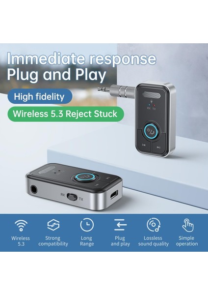Bluetooth 5.3 Adaptör 3.5mm Jack Aux Dongle, Araç Ses/ev Stereo/kulaklık/hoparlör/projektör Için 2'si 1 Arada Bluetooth Verici Alıcı (Yurt Dışından)
