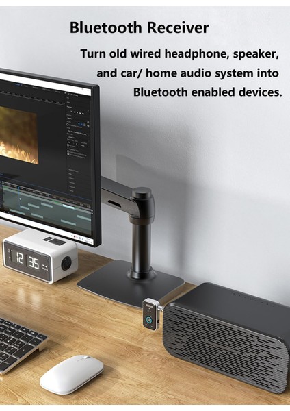 Araba Için Bluetooth 5.3 Aux Adaptörü, Bluetooth Verici Alıcı, Ev Araba Stereo Için 3,5 mm Jak Kablosuz Ses Girişi Samsung Tv Kablolu Kulaklık Hoparlör Uçak, Eller Serbest Arama Gü (Yurt Dışından) modelleri