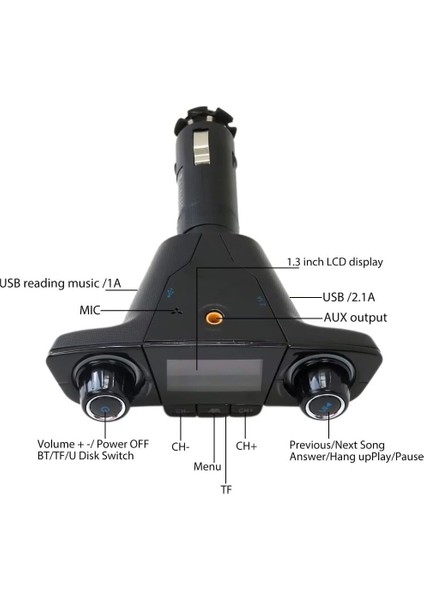 Aux Giriş Çıkışı Için Siyah Bluetooth Kablosuz Araç Fm Verici Mp3 LCD Ekran (Yurt Dışından) fırsatları
