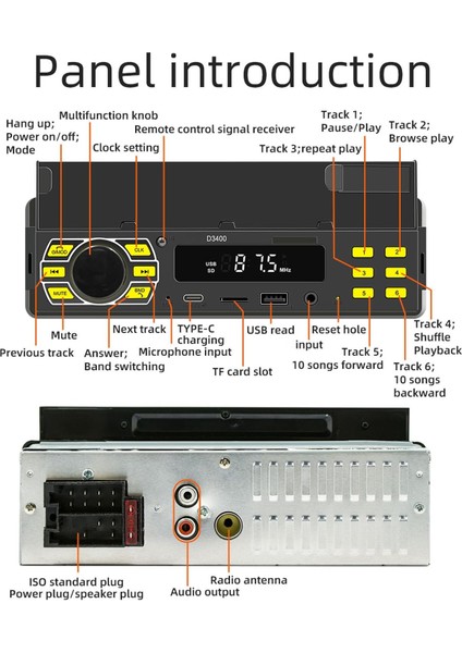 Bluetooth Araç Stereosu, Telefon Standlı Tek Dın Araç Mp3 Çalar, Akıllı Ses Asistanı Araç Bul C Tipi Şarj, Destek Am Fm Radyo U Disk Aux Multimedya Oynatıcı (Yurt Dışından)