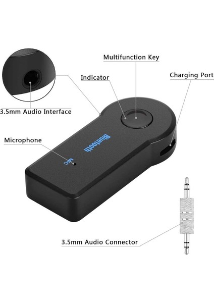 Bluetooth Alıcısı 5.0 Kablosuz Ses Alıcısı, 3,5 mm Jack Aux Araç Ses Sistemi/kablolu Kulaklık/ev Stereo Sistemi Uyumlu, Akıllı Telefona/tablet'e Bağlanabilir Bluetooth, Eller Serbe (Yurt Dışından) fırsatları