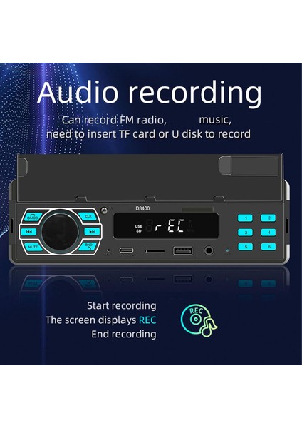 Tek Din Araç Stereosu, Araç Mp3 Çalar USB 2.0 ve Tip C Şarj Portlu Ses Sistemleri Am Fm Radyo Cep Telefonu Standı Mp3 Çalar ve Uzaktan Kumanda (Yurt Dışından)
