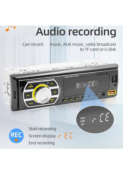 Tek Dın Otomobil Radyosu Araç Stereo Alıcısı, LCD Ekranlı Araç Stereo Bluetooth Mp3 Çalar, App Konumlandırma, Bluetooth/usb/aux/tf Girişi Desteği, Pd Hızlı Şarj (Yurt Dışından)