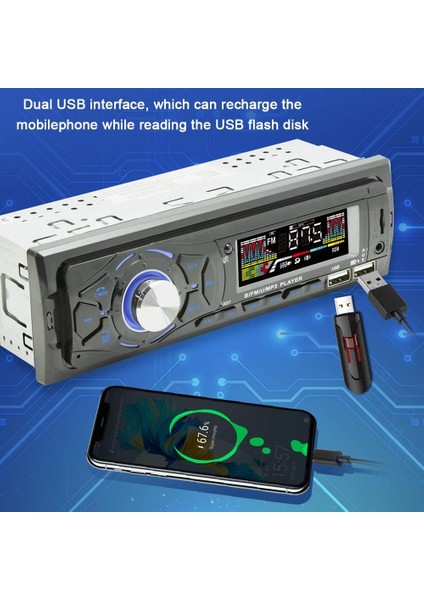 Otomatik Ses Asistanı Mp3 Çalar, Çok Fonksiyonlu Araba Bt Mp3 Çalar Çift USB Arayüzü Araba Müzik Çalar Otomatik Ses Asistanı Mp3 Çalar Radyo Alıcısı (Yurt Dışından)