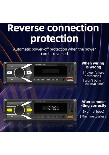Araç Stereo Sistemi, Bluetooth'lu Tek Dın Araç Stereosu, LCD Ekranlı Çok Fonksiyonlu Araç Mp3'ü 7 Renkli Işık, Am Fm Radyo Desteği U Disk Aux Multimedya Oynatıcı (Yurt Dışından)