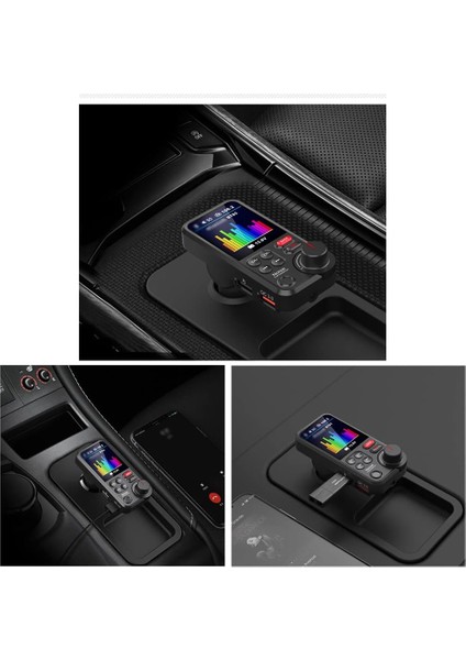 Araba Bt Mp3 Çalar Fm Çift USB Araç Şarj Adaptörü, 1,8 Inç Renkli Ekran Desteği Eller Serbest Arama U-Disk/tf Kart Oynatma Ses Asistanı Tiz/bas Ayarlanabilir Gerilim Ekranı (Yurt Dışından)