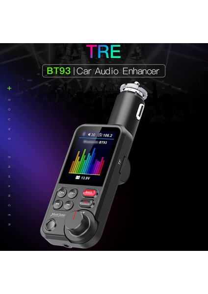 Araba Bt Mp3 Çalar Fm Çift USB Araç Şarj Adaptörü, 1,8 Inç Renkli Ekran Desteği Eller Serbest Arama U-Disk/tf Kart Oynatma Ses Asistanı Tiz/bas Ayarlanabilir Gerilim Ekranı (Yurt Dışından)