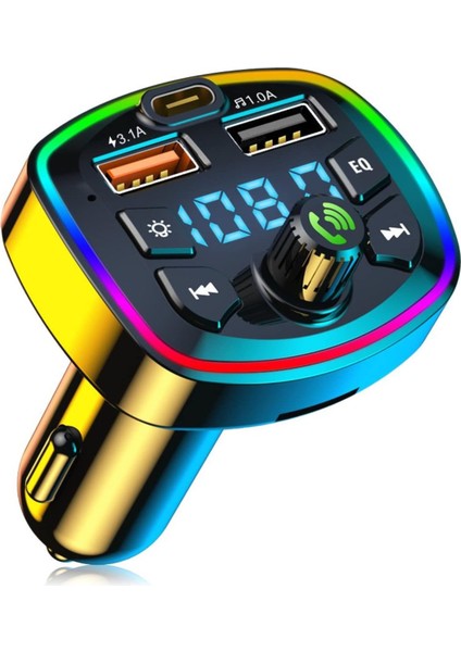 Araba Için Bluetooth Fm Verici - Çakmak Yardımcı Bağlantı Noktası Bluetooth Araç Adaptörü ve Mp3 Çalar - Radyo Verici ve USB Pd Hızlı Şarj Bağlantı Noktasına Sahip Çok Fonksiyonlu (Yurt Dışından)
