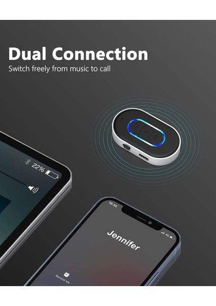 Araba Için Aux Bluetooth Adaptörü, Bluetooth Araç Adaptörü 3,5 mm Aux Girişi, Araba/ev Stereo/kablolu Kulaklık/hoparlör Için Açma/kapama Anahtarlı Bluetooth'a Aux, 16 Saat Pil Ömrü (Yurt Dışından)