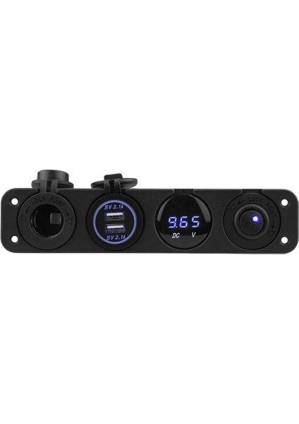 Usb, Çok Işlevli Çift USB Araç 4 Delikli Panel Çıkışı Ar Cep Telefonu Gps Mp3 Kamera Tablet (Mavi Işık) (Yurt Dışından)