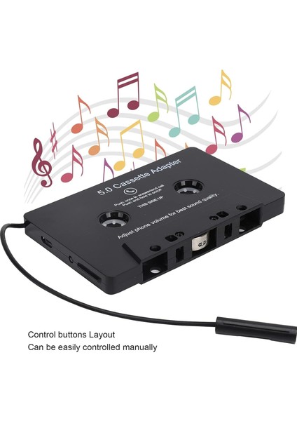 Araba Bluetooth5.0 Kaset Alıcısı, Bluetooth5.0 Kaset Adaptörü, Bluetooth5.0 Bant Dönüştürücü Mp3 Çalar Ses Dönüştürücü Araba Siyahı Için (Yurt Dışından)