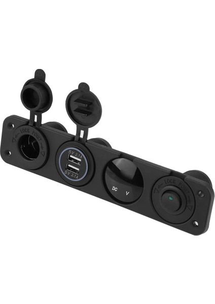 Usb, Çok Işlevli Çift USB Araç 4 Delikli Panel Çıkışı Ar Cep Telefonu Gps Mp3 Kamera Tablet (Yeşil Işık) (Yurt Dışından)