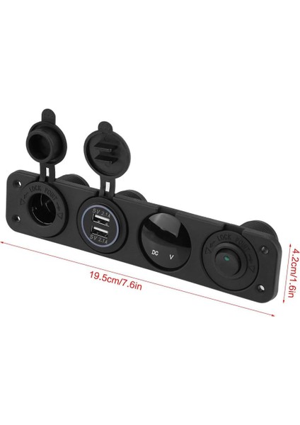 Usb, Çok Işlevli Çift USB Araç 4 Delikli Panel Çıkışı Ar Cep Telefonu Gps Mp3 Kamera Tablet (Yeşil Işık) (Yurt Dışından)