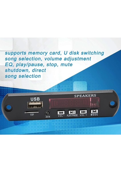 Bt Dekoder Kartı, Mp3 Çalar Kod Çözme Modülü, Yüksek Performans, Fm Radyo, LCD Ekranlı ve Uzaktan Kumandalı Araçlar Için Gelen Çağrı Hatırlatma (Yurt Dışından)