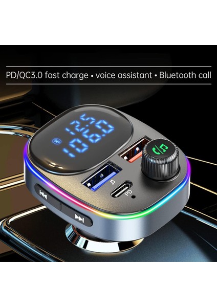 Araba Için Bluetooth Fm Verici Bluetooth 5.0 Fm Radyo Verici 38W Pd ve Qc3.0 Çift USB Şarj Bluetooth Araç Adaptörü Eller Serbest Arama Desteği USB Sürücüsü ile Araç Mp3 Çalar (Yurt Dışından)