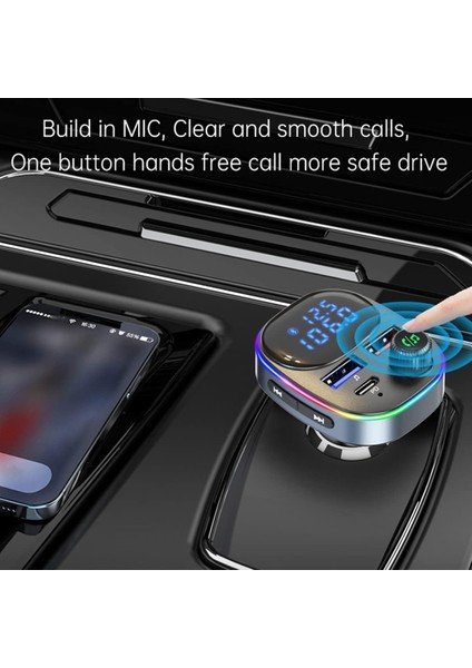 Araba Için Bluetooth Fm Verici Bluetooth 5.0 Fm Radyo Verici 38W Pd ve Qc3.0 Çift USB Şarj Bluetooth Araç Adaptörü Eller Serbest Arama Desteği USB Sürücüsü ile Araç Mp3 Çalar (Yurt Dışından)