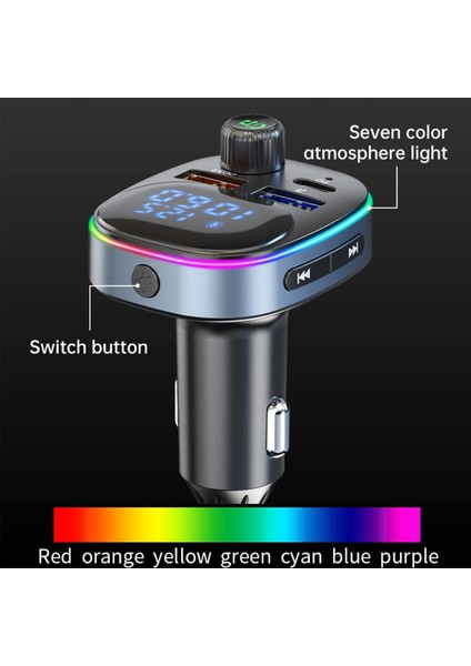 Araba Için Bluetooth Fm Verici Bluetooth 5.0 Fm Radyo Verici 38W Pd ve Qc3.0 Çift USB Şarj Bluetooth Araç Adaptörü Eller Serbest Arama Desteği USB Sürücüsü ile Araç Mp3 Çalar (Yurt Dışından)