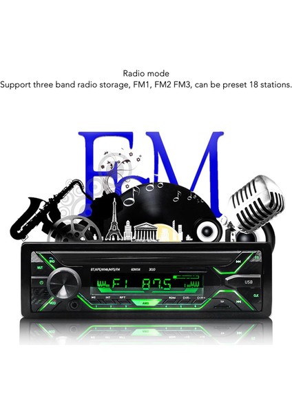 Araba Çalar ve Radyo Alıcısı, Tek Din Araba Stereo Radyo 12V 24V 7 Renkli Arka Işık Mp3 Çalar, Ayarlanabilir Çoklu Ses Efektleri, Dahili, Fm1, Fm2 Fm3 (Yurt Dışından) indirimleri