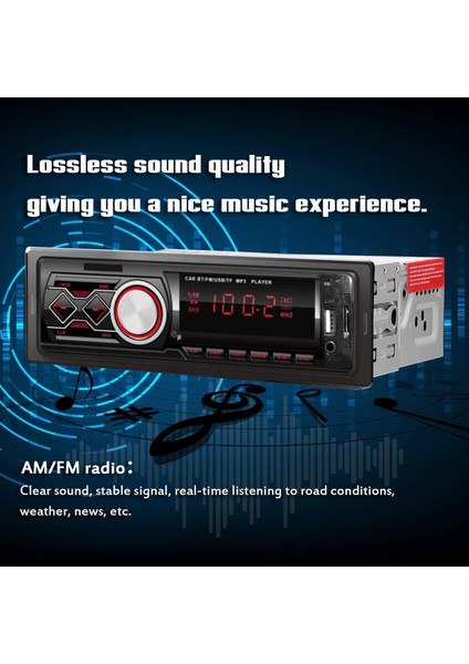 Tek Din Araba Stereo Alıcısı Bt Mp3 Çalar Fm Desteği Eller Serbest Aramalar U-Disk/tf Kart/uzaktan Kumanda ile Aux Girişi (Yurt Dışından)