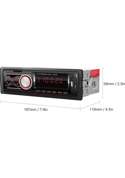 Tek Din Araba Stereo Alıcısı Bt Mp3 Çalar Fm Desteği Eller Serbest Aramalar U-Disk/tf Kart/uzaktan Kumanda ile Aux Girişi (Yurt Dışından)